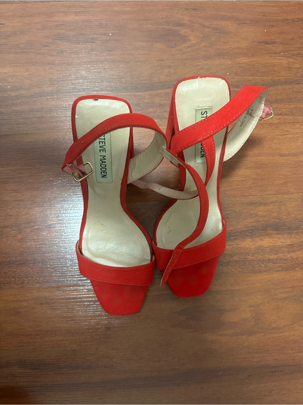 Steve Madden Red Suede Strappy Heeled Sandals